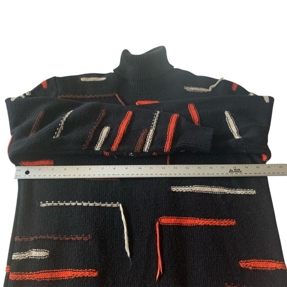 Berna Sweater Soft Wool Blend Pullover Turtleneck Art Black Orange Beige Brown L - Picture 10 of 13